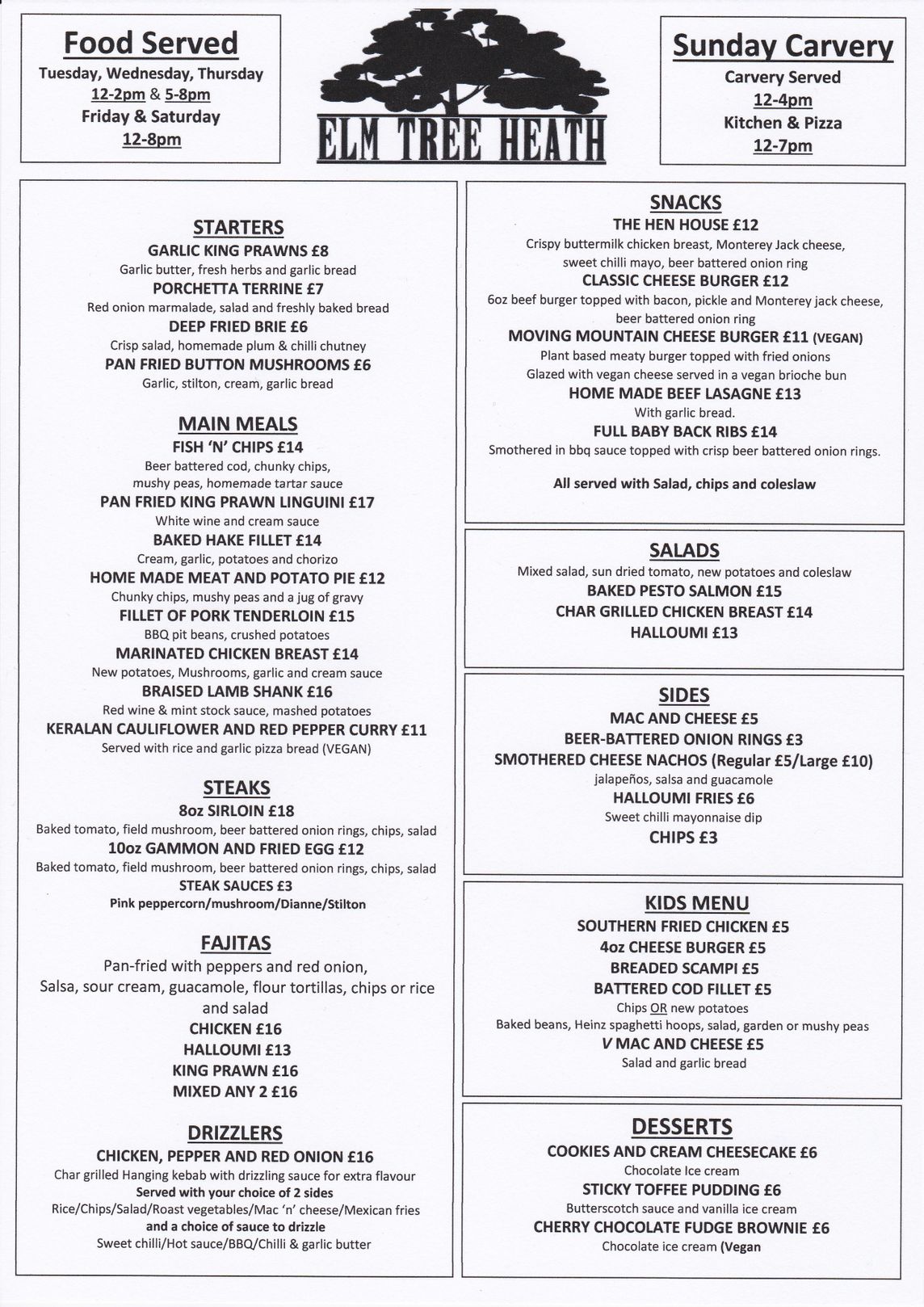 TAKEAWAY MENU
